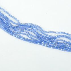 1 Dizi (145-155 Adet) - 2 mm Yassı Kristal Cam Boncuk Dizisi Şeffaf Janjanlı Mavi Renk 1.Kalite - 2