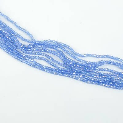 1 Dizi (145-155 Adet) - 2 mm Yassı Kristal Cam Boncuk Dizisi Şeffaf Janjanlı Mavi Renk 1.Kalite - 2