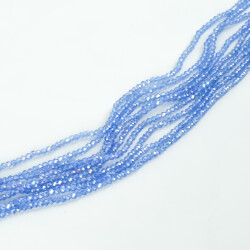 1 Dizi (145-155 Adet) - 2 mm Yassı Kristal Cam Boncuk Dizisi Şeffaf Janjanlı Mavi Renk 1.Kalite - 3