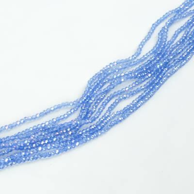 1 Dizi (145-155 Adet) - 2 mm Yassı Kristal Cam Boncuk Dizisi Şeffaf Janjanlı Mavi Renk 1.Kalite - 3