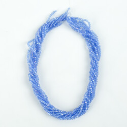 1 Dizi (145-155 Adet) - 2 mm Yassı Kristal Cam Boncuk Dizisi Şeffaf Janjanlı Mavi Renk 1.Kalite - 4