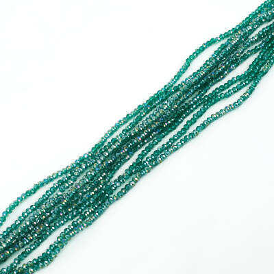 1 Dizi (145-155 Adet)- 2 mm Yassı Kristal Cam Boncuk Dizisi Şeffaf Janjanlı Mint Yeşil Renk 1.Kalite - 1