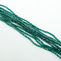 1 Dizi (145-155 Adet)- 2 mm Yassı Kristal Cam Boncuk Dizisi Şeffaf Janjanlı Mint Yeşil Renk 1.Kalite - 2