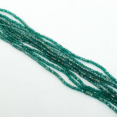 1 Dizi (145-155 Adet)- 2 mm Yassı Kristal Cam Boncuk Dizisi Şeffaf Janjanlı Mint Yeşil Renk 1.Kalite - 2