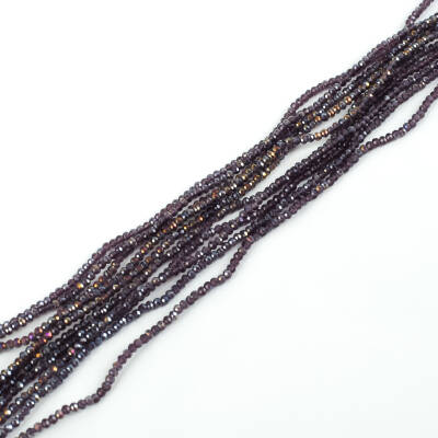 1 Dizi (145-155 Adet) - 2 mm Yassı Kristal Cam Boncuk Dizisi Şeffaf Janjanlı Mor Renk 1.Kalite - 2