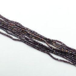 1 Dizi (145-155 Adet) - 2 mm Yassı Kristal Cam Boncuk Dizisi Şeffaf Janjanlı Mor Renk 1.Kalite - 3