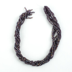 1 Dizi (145-155 Adet) - 2 mm Yassı Kristal Cam Boncuk Dizisi Şeffaf Janjanlı Mor Renk 1.Kalite - 4