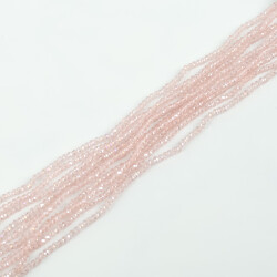 1 Dizi (145-155 Adet) - 2 mm Yassı Kristal Cam Boncuk Dizisi Şeffaf Janjanlı Pembe Renk 1.Kalite - 2