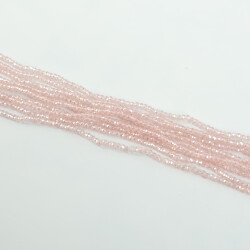 1 Dizi (145-155 Adet) - 2 mm Yassı Kristal Cam Boncuk Dizisi Şeffaf Janjanlı Pembe Renk 1.Kalite - 3