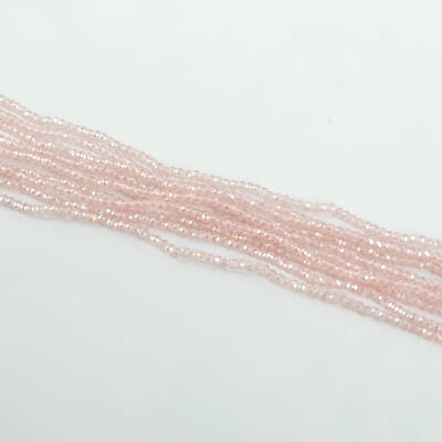 1 Dizi (145-155 Adet) - 2 mm Yassı Kristal Cam Boncuk Dizisi Şeffaf Janjanlı Pembe Renk 1.Kalite - 3