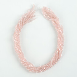 1 Dizi (145-155 Adet) - 2 mm Yassı Kristal Cam Boncuk Dizisi Şeffaf Janjanlı Pembe Renk 1.Kalite - 4