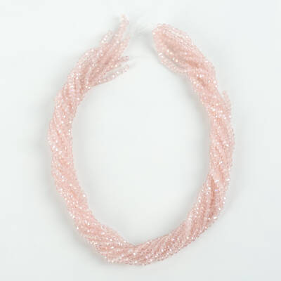 1 Dizi (145-155 Adet) - 2 mm Yassı Kristal Cam Boncuk Dizisi Şeffaf Janjanlı Pembe Renk 1.Kalite - 4