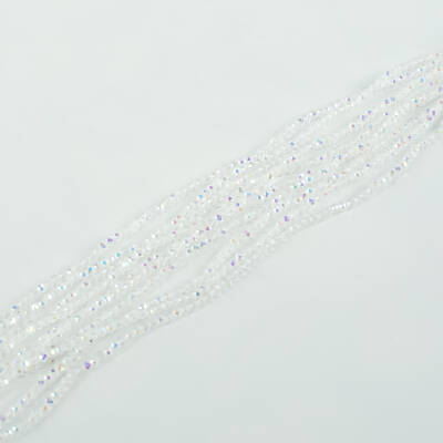 1 Dizi (145-155 Adet) - 2 mm Yassı Kristal Cam Boncuk Dizisi Şeffaf Janjanlı Renk 1.Kalite - 2