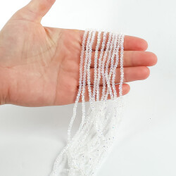 1 Dizi (145-155 Adet) - 2 mm Yassı Kristal Cam Boncuk Dizisi Şeffaf Janjanlı Renk 1.Kalite - YF Hobi