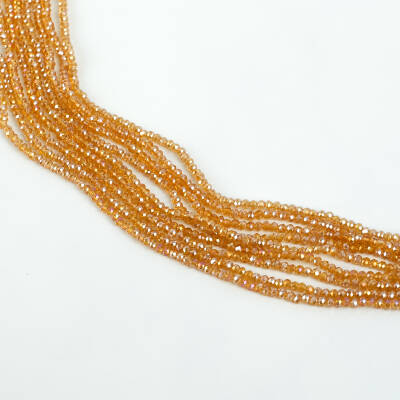 1 Dizi (145-155 Adet) - 2 mm Yassı Kristal Cam Boncuk Dizisi Şeffaf Janjanlı Şampanya Renk 1.Kalite - 2