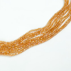 1 Dizi (145-155 Adet) - 2 mm Yassı Kristal Cam Boncuk Dizisi Şeffaf Janjanlı Şampanya Renk 1.Kalite - 3