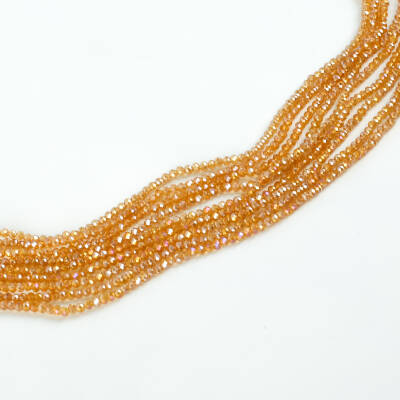 1 Dizi (145-155 Adet) - 2 mm Yassı Kristal Cam Boncuk Dizisi Şeffaf Janjanlı Şampanya Renk 1.Kalite - 3