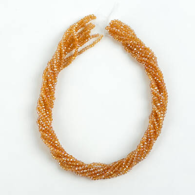 1 Dizi (145-155 Adet) - 2 mm Yassı Kristal Cam Boncuk Dizisi Şeffaf Janjanlı Şampanya Renk 1.Kalite - 4