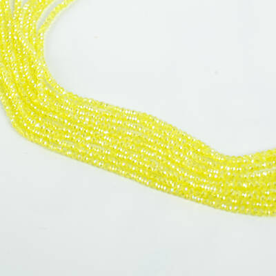 1 Dizi (145-155 Adet) - 2 mm Yassı Kristal Cam Boncuk Dizisi Şeffaf Janjanlı Sarı Renk 1.Kalite - 2