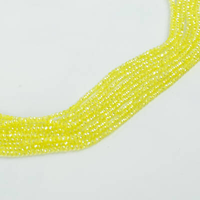 1 Dizi (145-155 Adet) - 2 mm Yassı Kristal Cam Boncuk Dizisi Şeffaf Janjanlı Sarı Renk 1.Kalite - 3