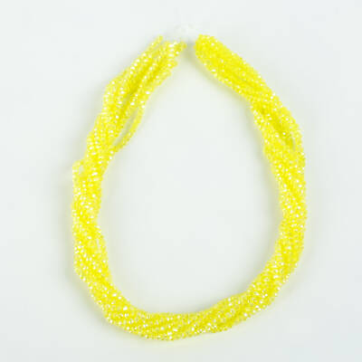 1 Dizi (145-155 Adet) - 2 mm Yassı Kristal Cam Boncuk Dizisi Şeffaf Janjanlı Sarı Renk 1.Kalite - 4