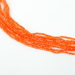 1 Dizi (145-155 Adet) - 2 mm Yassı Kristal Cam Boncuk Dizisi Şeffaf Janjanlı Turuncu Renk 1.Kalite - 2