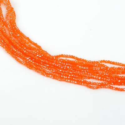 1 Dizi (145-155 Adet) - 2 mm Yassı Kristal Cam Boncuk Dizisi Şeffaf Janjanlı Turuncu Renk 1.Kalite - 2