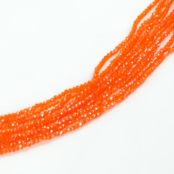 1 Dizi (145-155 Adet) - 2 mm Yassı Kristal Cam Boncuk Dizisi Şeffaf Janjanlı Turuncu Renk 1.Kalite - 3