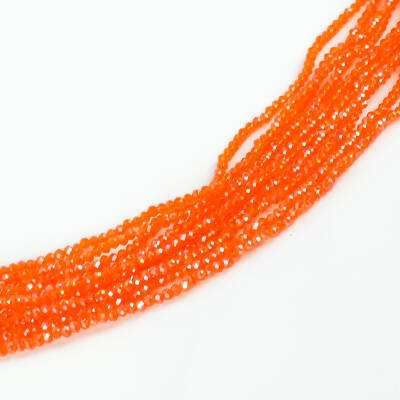 1 Dizi (145-155 Adet) - 2 mm Yassı Kristal Cam Boncuk Dizisi Şeffaf Janjanlı Turuncu Renk 1.Kalite - 3