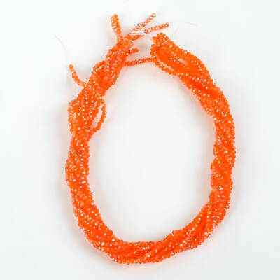 1 Dizi (145-155 Adet) - 2 mm Yassı Kristal Cam Boncuk Dizisi Şeffaf Janjanlı Turuncu Renk 1.Kalite - 4