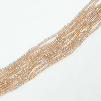 1 Dizi (145-155 Adet) - 2 mm Yassı Kristal Cam Boncuk Dizisi Şeffaf Janjanlı Vizon Renk 1.Kalite - 2