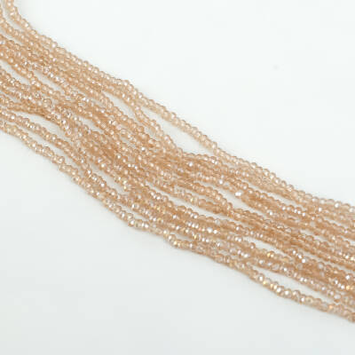 1 Dizi (145-155 Adet) - 2 mm Yassı Kristal Cam Boncuk Dizisi Şeffaf Janjanlı Vizon Renk 1.Kalite - 3