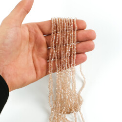 1 Dizi (145-155 Adet) - 2 mm Yassı Kristal Cam Boncuk Dizisi Şeffaf Janjanlı Vizon Renk 1.Kalite - YF Hobi