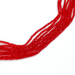 1 Dizi (145-155 Adet) - 2 mm Yassı Kristal Cam Boncuk Dizisi Şeffaf Kırmızı Renk 1.Kalite - YF Hobi