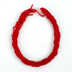 1 Dizi (145-155 Adet) - 2 mm Yassı Kristal Cam Boncuk Dizisi Şeffaf Kırmızı Renk 1.Kalite - 4