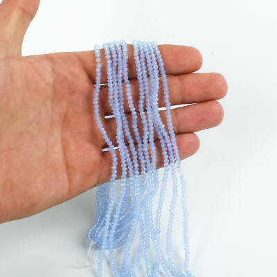 1 Dizi (145-155 Adet) - 2 mm Yassı Kristal Cam Boncuk Dizisi Şeffaf Mavi Renk 1.Kalite - 3