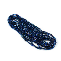 1 Dizi (40 cm - 130 Adet) - 4 mm Yassı Kristal Cam Boncuk, Kaplama Mavi Renk Boncuk Dizisi - 3