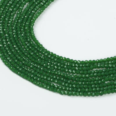 1 Dizi (40 cm - 130 Adet) - 4 mm Yassı Kristal Cam Boncuk, Mat Koyu Yeşil Renk Boncuk Dizisi - 1