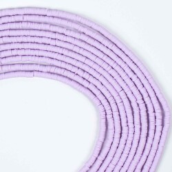 1 Dizi (40 Cm) - 4 mm Fimo Boncuk, Açık Eflatun Renk Polimer Kil Fimo Boncuk Dizisi, Hamur Boncuk - 1