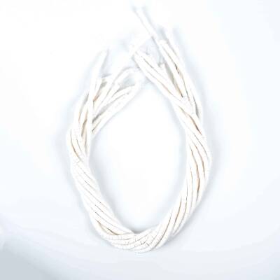 1 Dizi (40 Cm) - 4 mm Fimo Boncuk, Beyaz Renk Polimer Kil Fimo Boncuk Dizisi, Hamur Boncuk - 4