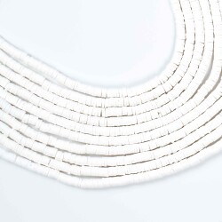 1 Dizi (40 Cm) - 4 mm Fimo Boncuk, Beyaz Renk Polimer Kil Fimo Boncuk Dizisi, Hamur Boncuk - 1
