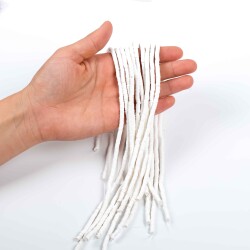 1 Dizi (40 Cm) - 4 mm Fimo Boncuk, Beyaz Renk Polimer Kil Fimo Boncuk Dizisi, Hamur Boncuk - 3