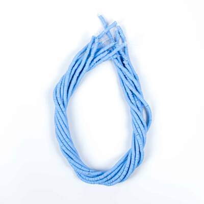 1 Dizi (40 Cm) - 4 mm Fimo Boncuk, Buz Mavisi Renk Polimer Kil Fimo Boncuk Dizisi, Hamur Boncuk - 4