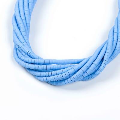 1 Dizi (40 Cm) - 4 mm Fimo Boncuk, Buz Mavisi Renk Polimer Kil Fimo Boncuk Dizisi, Hamur Boncuk - 2