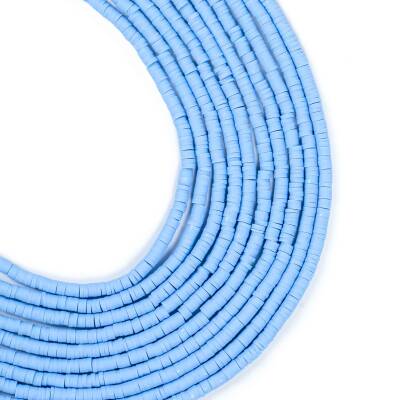 1 Dizi (40 Cm) - 4 mm Fimo Boncuk, Buz Mavisi Renk Polimer Kil Fimo Boncuk Dizisi, Hamur Boncuk - 1