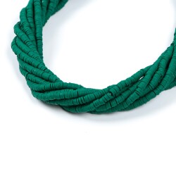 1 Dizi (40 Cm) - 4 mm Fimo Boncuk, Çam Yeşili Renk Polimer Kil Fimo Boncuk Dizisi, Hamur Boncuk - 2
