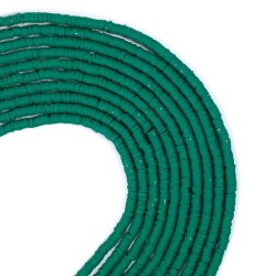 1 Dizi (40 Cm) - 4 mm Fimo Boncuk, Çam Yeşili Renk Polimer Kil Fimo Boncuk Dizisi, Hamur Boncuk - 1