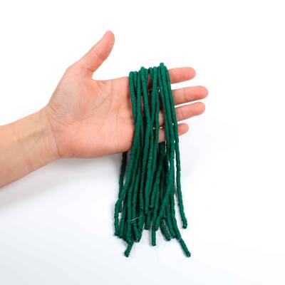1 Dizi (40 Cm) - 4 mm Fimo Boncuk, Çam Yeşili Renk Polimer Kil Fimo Boncuk Dizisi, Hamur Boncuk - 3