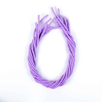 1 Dizi (40 Cm) - 4 mm Fimo Boncuk, Eflatun Renk Polimer Kil Fimo Boncuk Dizisi, Hamur Boncuk - 4