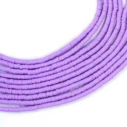 1 Dizi (40 Cm) - 4 mm Fimo Boncuk, Eflatun Renk Polimer Kil Fimo Boncuk Dizisi, Hamur Boncuk - 1